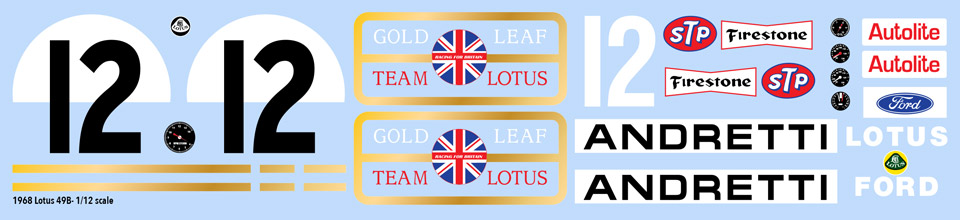 1968 Lotus 49B Mario Andretti Decals
