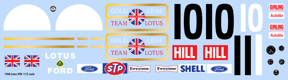1968 Lotus 49B Gold Leaf Decals