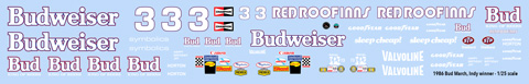 1986 Budweiser March Decals