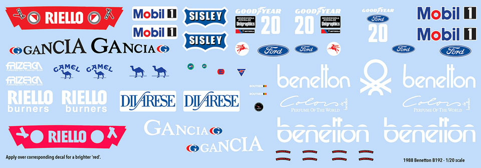 1988 Benneton B188 Decals