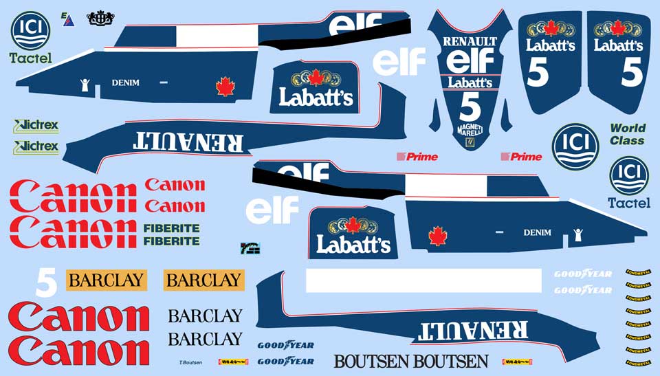 1990 Williams FW13B Decals
